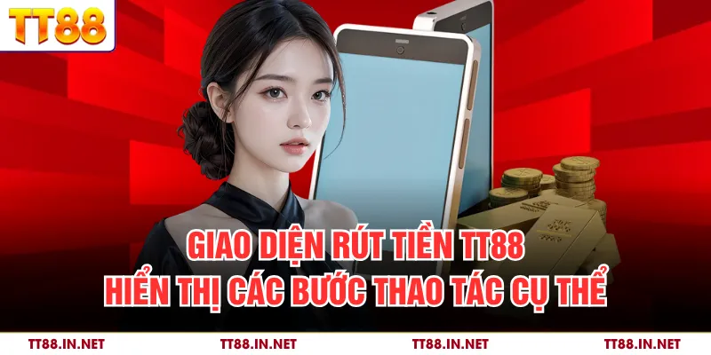 Giao diện rút tiền TT88 hiển thị các bước thao tác cụ thể
